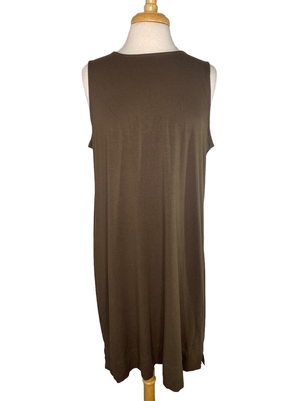 J.JILL Wearever Collection Toffee Brown Sleeveless Shift Dress Size Large Rayon